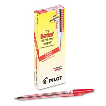 Coolcrafts Better Ballpoint Stick Pen- Red Ink- Fine, 12PK CO3323616